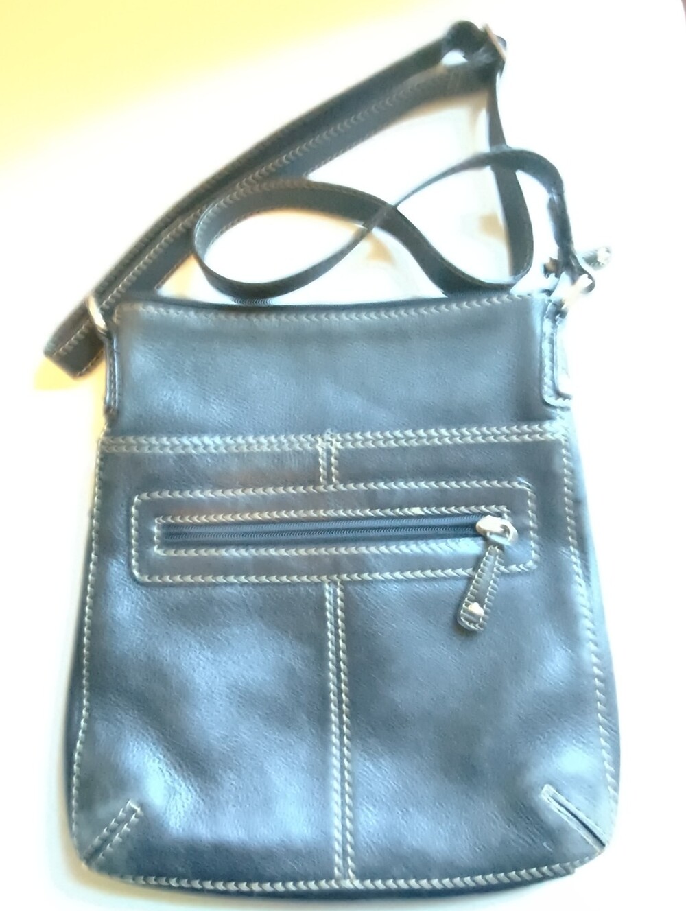 Vintage Fossil Black Crossbody Shoulder Bag with Front Zip Pocket